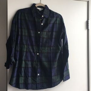 Navy and green light flannel shirt